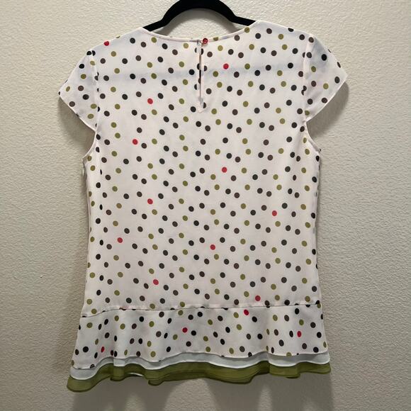 Ted Baker London Just For You Polka Dot White Sheer Cap Sleeve Blouse Silk Sz 2 - Picture 8 of 8